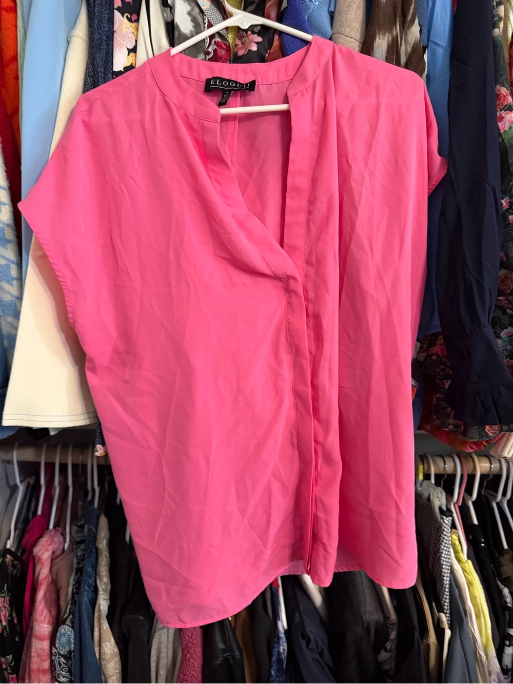 Eloquii Hot Pink Draped Short-Sleeve Blouse 14